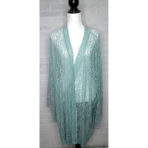 Cacique‎ Seriously Sexy Teal and Silver Laced  Wrap Long Wrap Robe 26/28 NWT